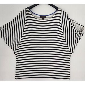 Dana Buchman Womens Black and White Striped Flowy sleeve Size XL Soft Top Rayon